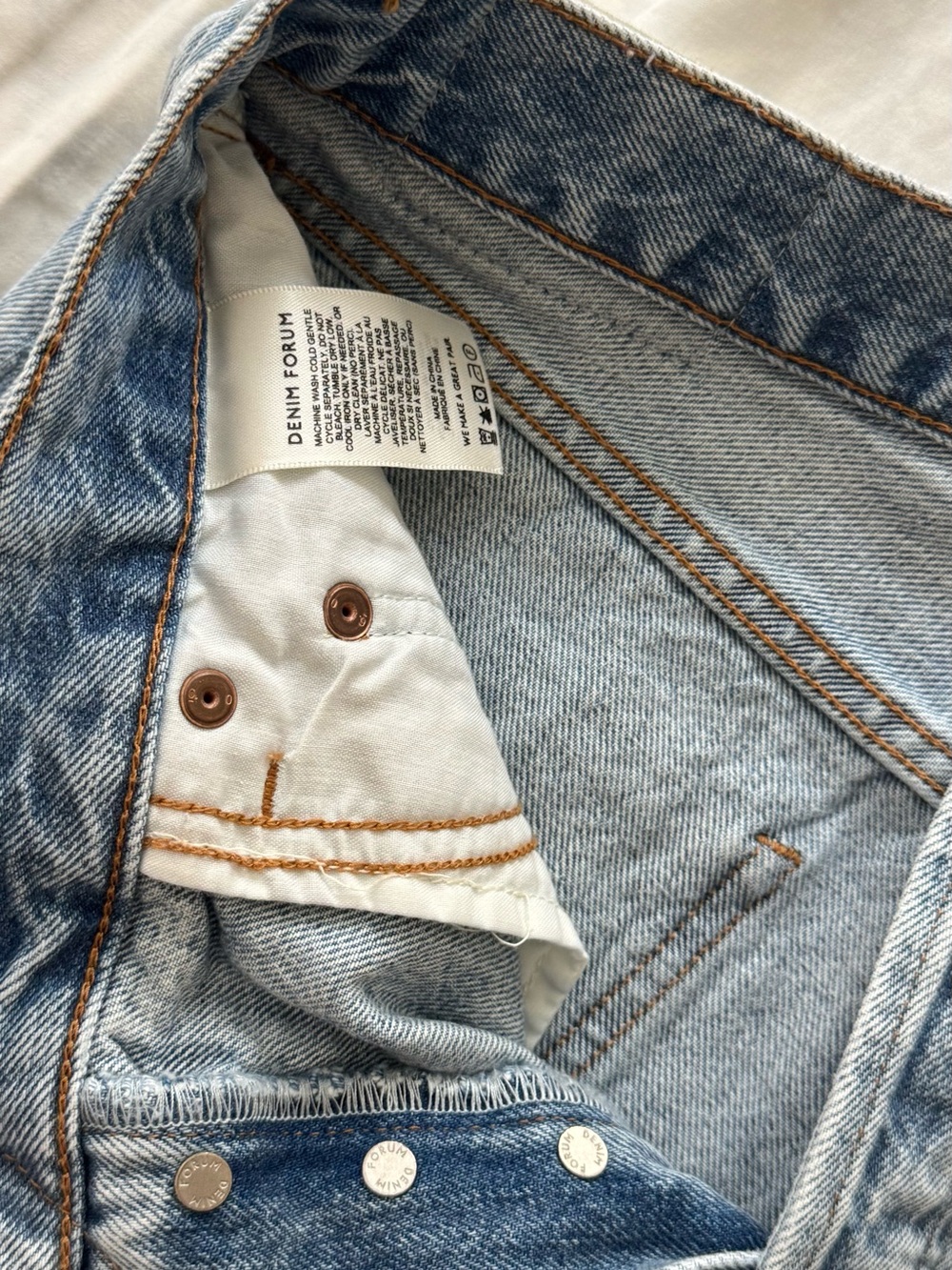 Denim Forum Light Blue Distressed Men's Denim Shorts - Picture 3 of 9